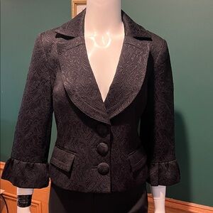 Vintage White House Black Market Elegant Jacquard Print Jacket